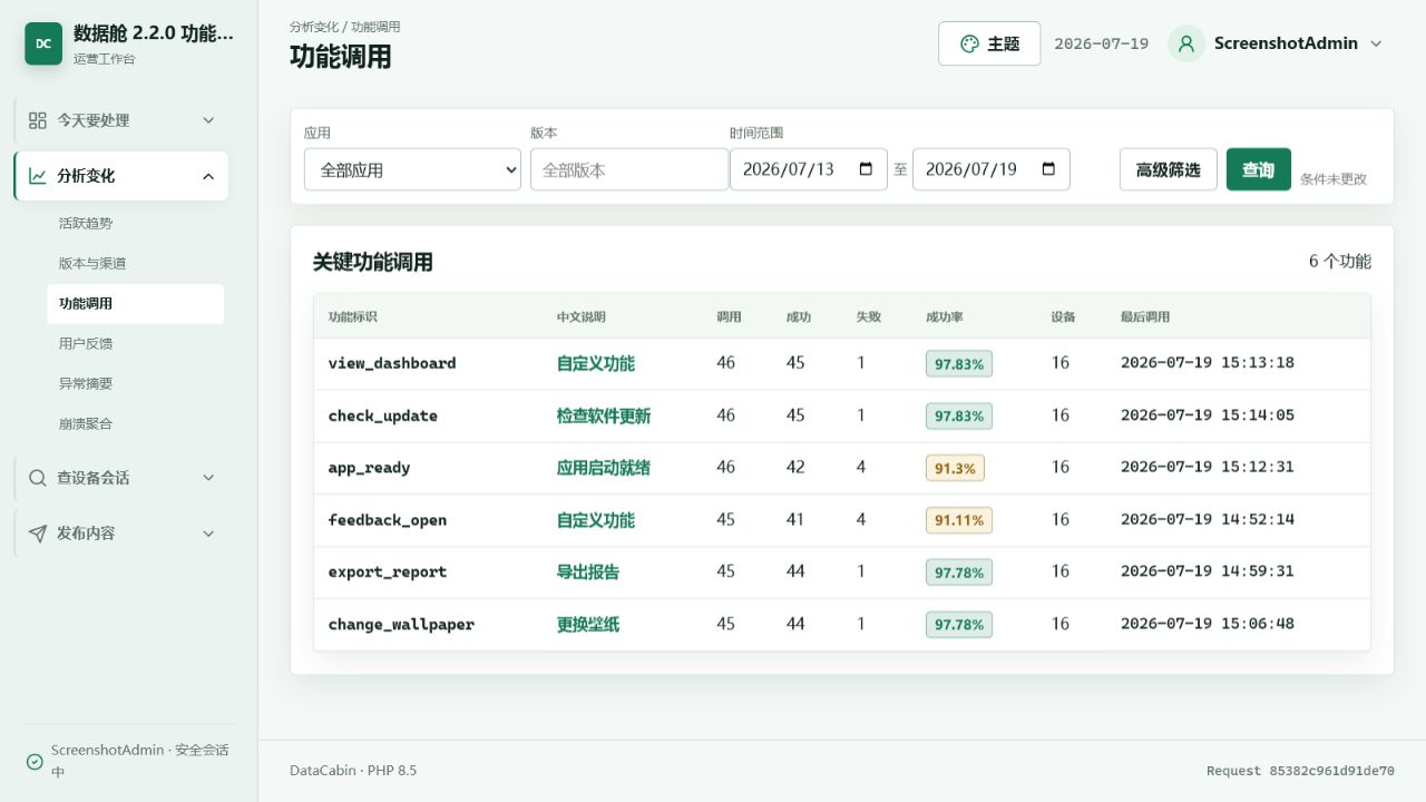 DataCabin PHP网站/python程序远程数据舱系统 支持程序应用远程统计公告和更新推送